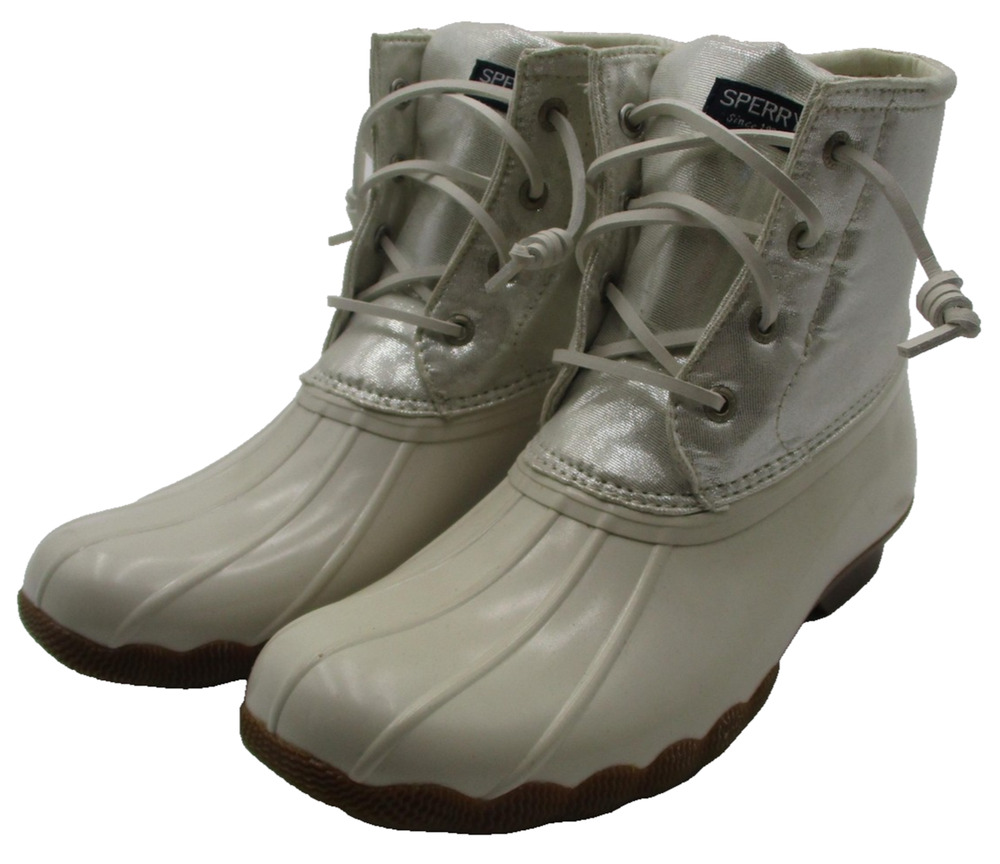 Sperry Saltwater Boots Girls Size 4 White Waterproof Duck Rain Snow Winter